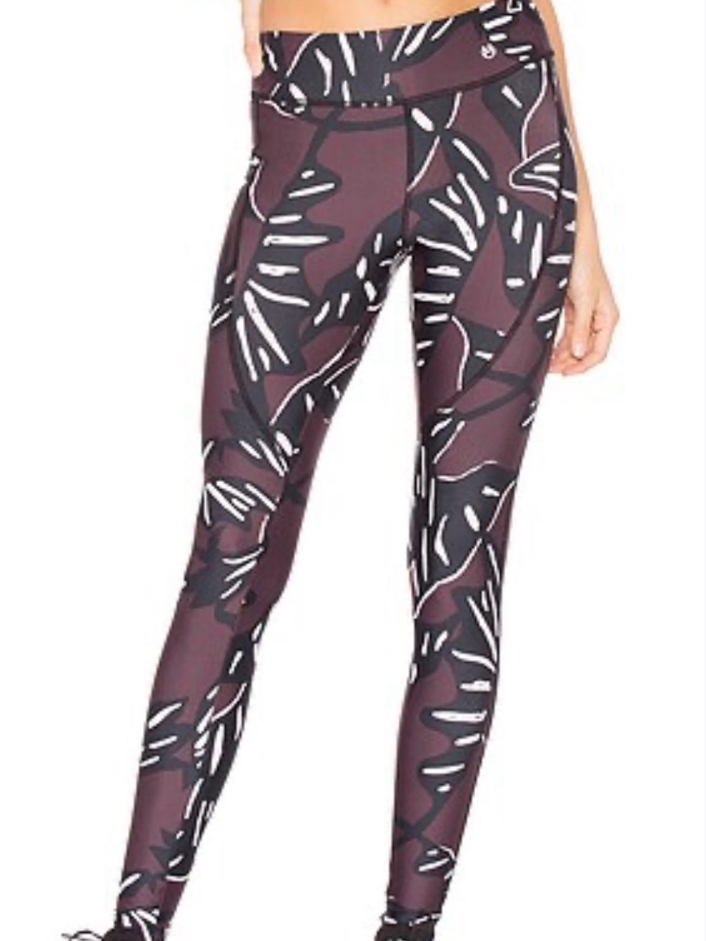 Maaji Abstract Print High-Rise Leggings in Dark Brown & Blush
